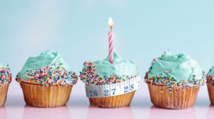 birthday blue cupcakes with sprinkles