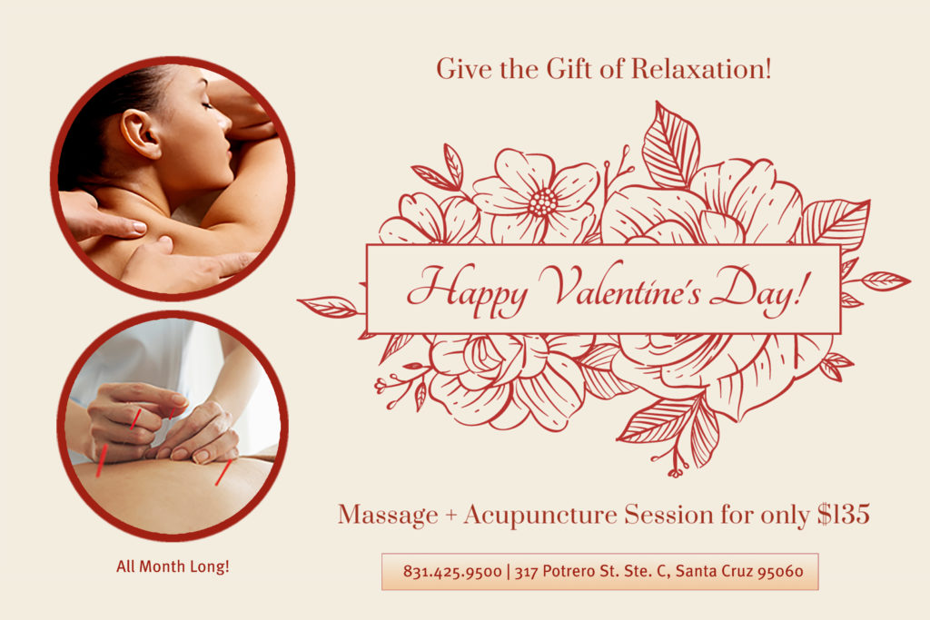 Purchase valentines massage and acupuncture package